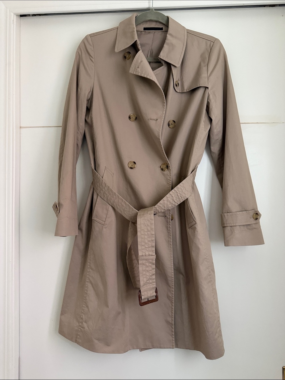 Uniqlo Women's Beige Lightweight Trench Coat with Belt